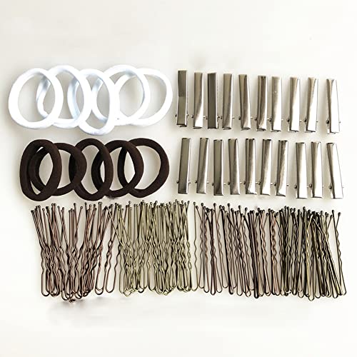 Lot de 100 épingles à cheveux avec 10 élastiques à cheveux en métal en forme de vague pinces à cheveux en forme de U pour enfants et filles (couleur mixte) Cover