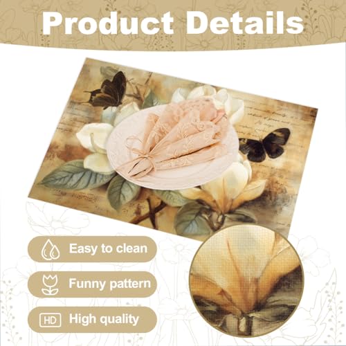 Sets de table magnolia lavables WADORN pour protéger la table de cuisine des taches - 4