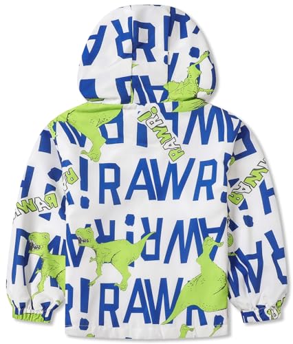 Betusline Kids Boys Dinosaur Hooded Zip Up Lightweight Jackets Windbreaker Casual Outerwear, 18 Months - 13 Years2
