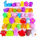 Mochi Squishy Juego de 30 regalos para cumpleaños infantil, regalos de fiesta para niños, Kawaii Squishies, mini animales, frutas, selección aleatoria, pequeños regalos, antiestrés, kita, cofre del