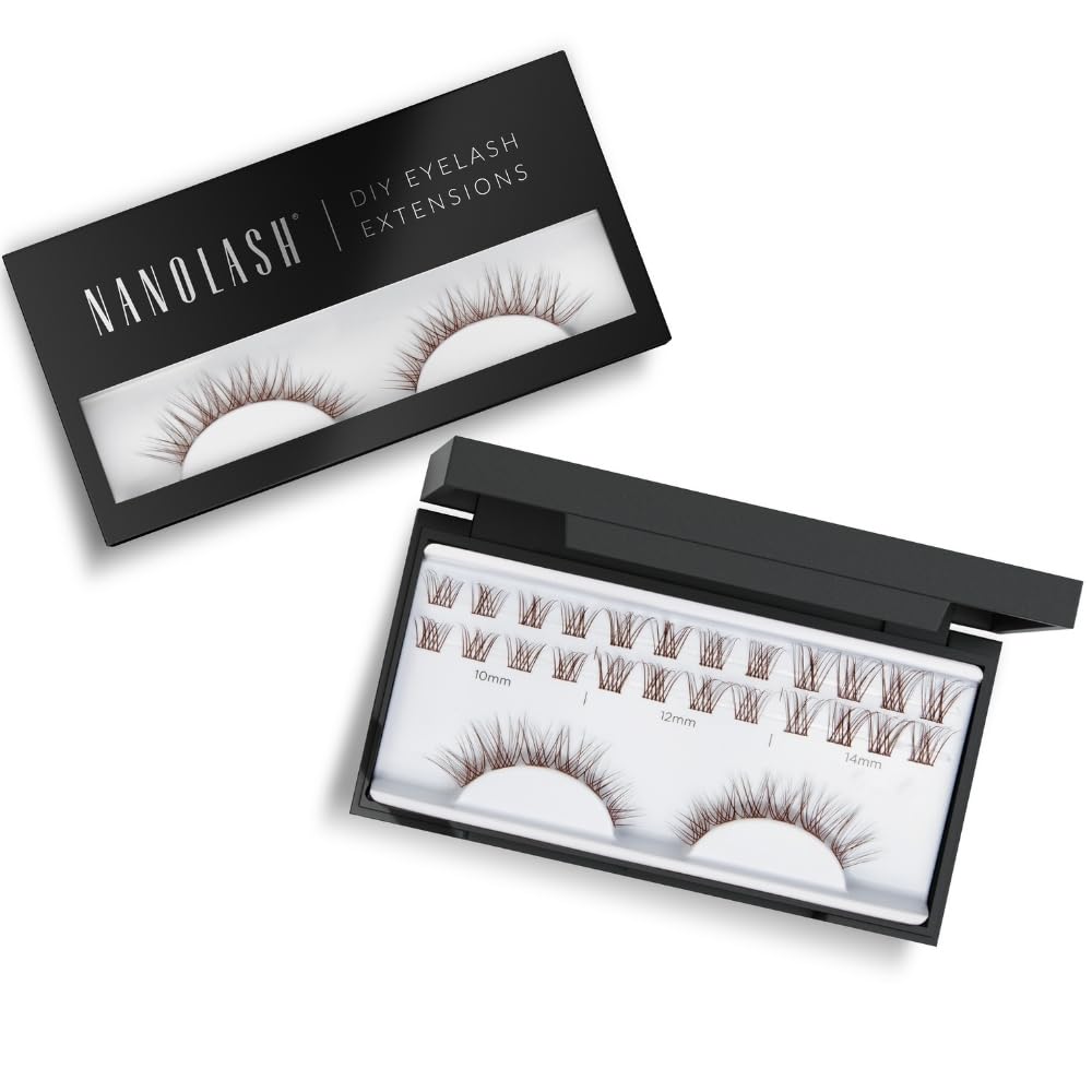 Nanolash DIY Eyelash Extensions 36 pcs - cluster lashes DIY, cluster false eyelashes for lash extensions at home, individual cluster lashes (Brown, CLASSY)