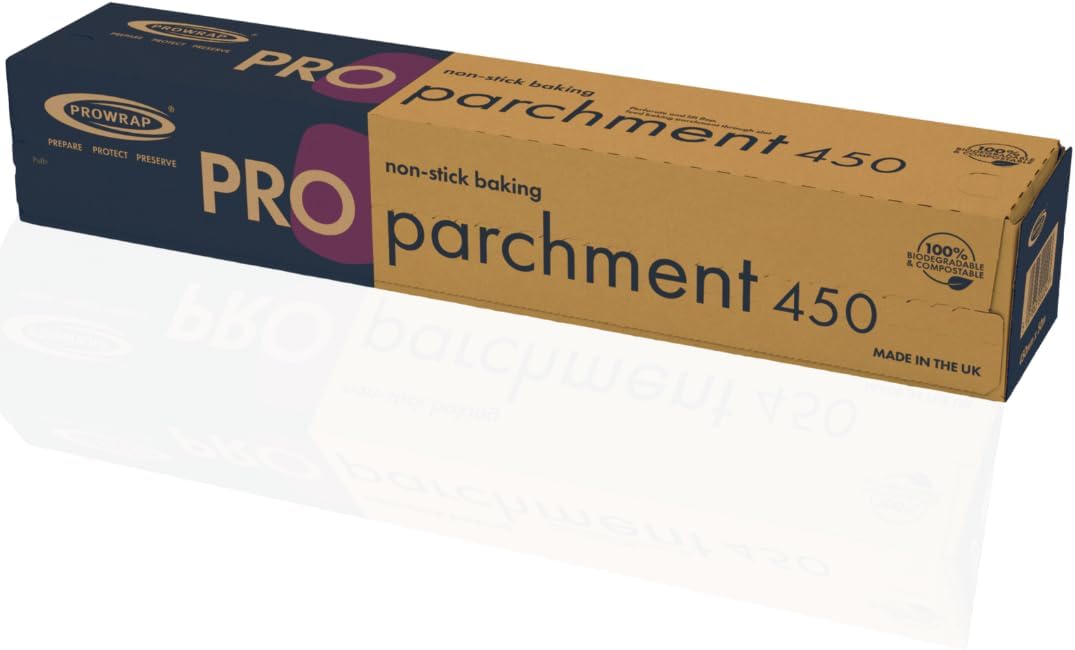 Professional Baking Parchment Roll 450mm x 50m – Extra Wide Non-Stick Greaseproof Paper for Baking, Roasting & Wrapping – Biodegradable, Compostable, Food Safe, Catering & Home Use