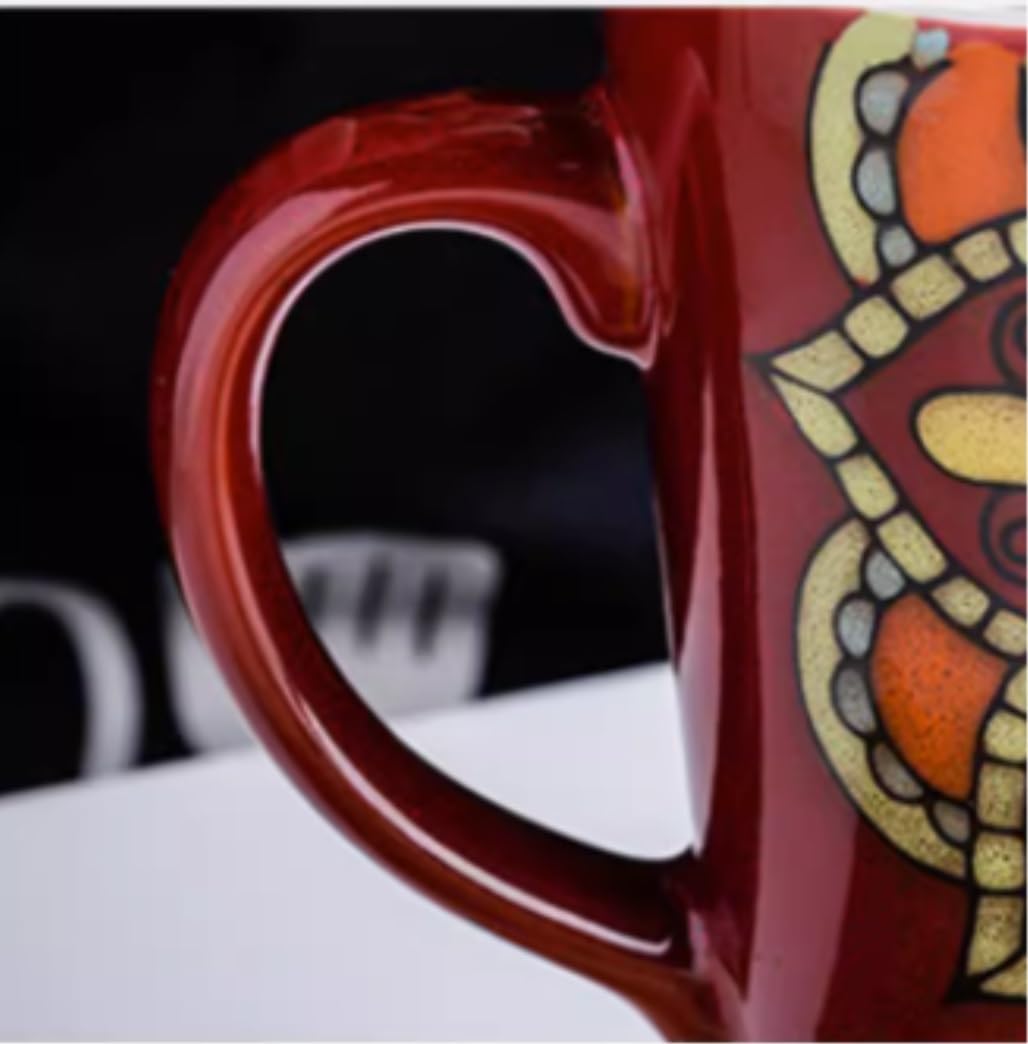 Tazas De Cafe Tazas Desayuno Tazas Taza De Estilo Étnico Taza De Café Pintada A Mano Retro Taza Larga Grande Taza De Cerámica De Gran Capacidad Oficina En Casa Tazas Cafe Taza Desayuno ( Color : B , S