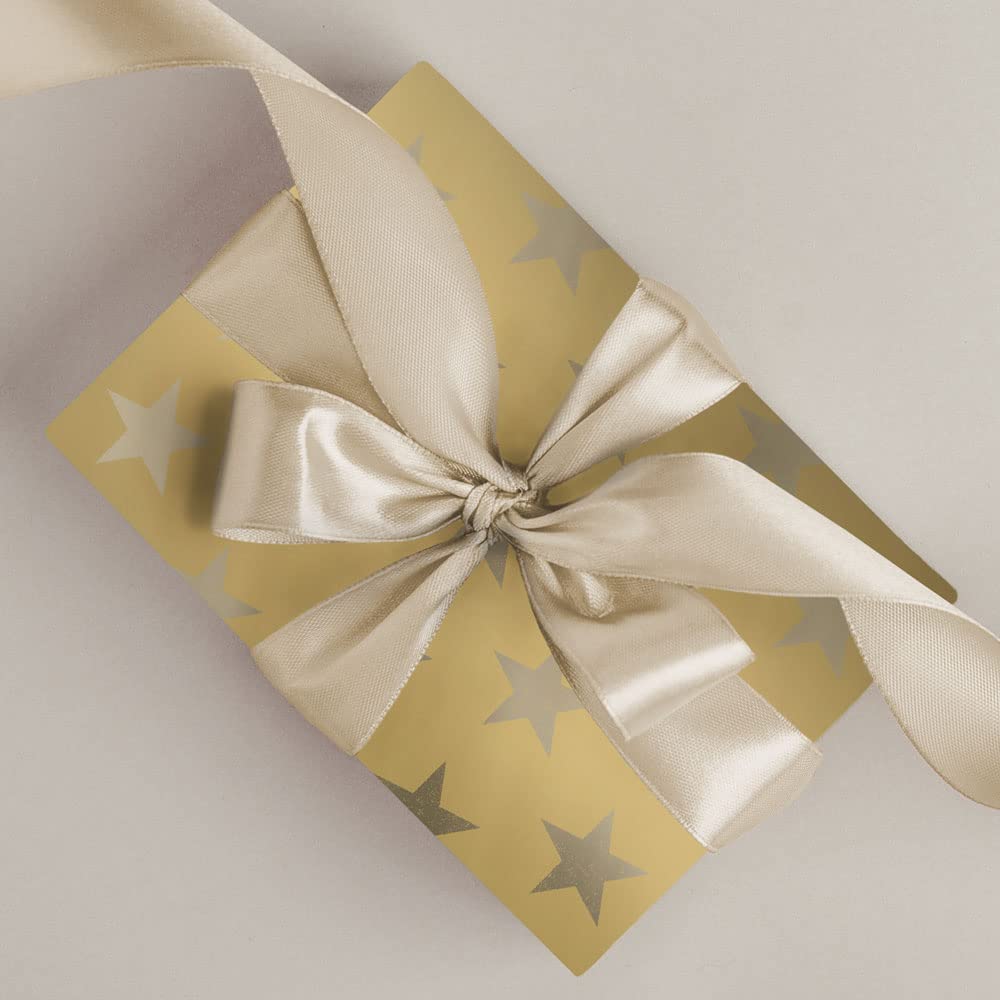 Geschenkpapierrolle XL Sternenglanz gold 70 cm x 100 m | 80 gr. / m² Weihnachtspapier Secare Geschenkpapier große Rolle | HUTNER