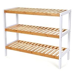 SONGMICS Schoenenrek bamboe 3 niveaus H x B x D: ca. 55 x 70 x 25 cm Schoenenkast Schoenenrek voor 12 paar schoenen…