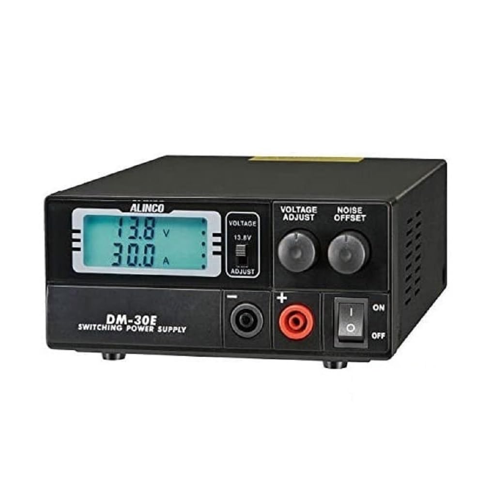 Alinco DM-30E Fuente de Alimentación Conmutada 30A - Transformador Regulable 9-15V con Pantalla LCD, Doble Salida y Ventilador Silencioso