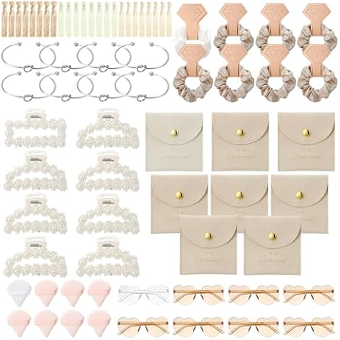 Fingertip WD 72 Pcs Bridesmaid Proposal Gift Including Bridesmaid Bridal Hairband Hairpin Powder Puff Glasses Jewelry Bag Hairband Suitable for Wedding Gift Cover