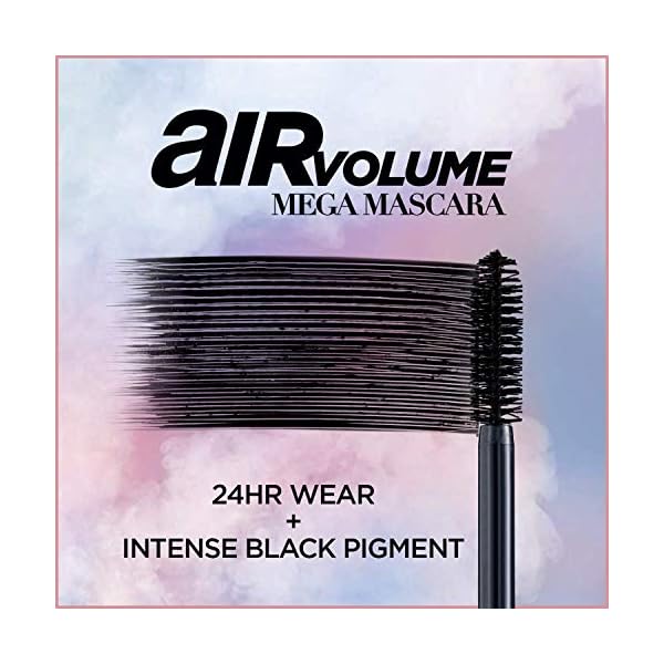 LOreal-Paris-Lightweight-Mega-Volume-Washable-Mascara-Black-Washable-Black-03-Fl-Oz L'Oreal Paris Makeup Air Volume Mega Mascara, Lightweight & Long-lasting Volumizing Mascara for Voluminous Eyelashes, Washable Black, 0.3 Fl Oz