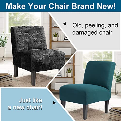 Womaco Armless Accent Chair Slipcover Stretch Printed Accent Slipper Chair Cover Removable Oversized Big Chair Furniture Protector Slip Cover For Home Living Room Hotel (1, Peacock Blue) #TOP3