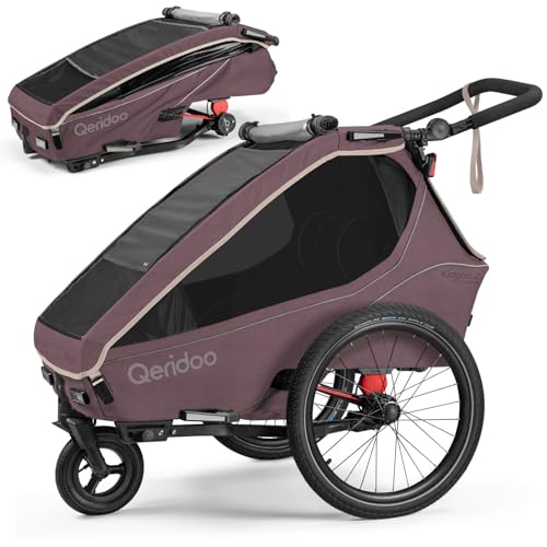 Qeridoo Kidgoo 2 | Fahrradanhänger 2 Kinder | Mit Federung & 3-in-1 Verdeck | Fahrrad Anhänger für Zwei | Komfortabel & Sicher | Hochwertiger Kinderfahrradanhänger & Jogger Kinderwagen