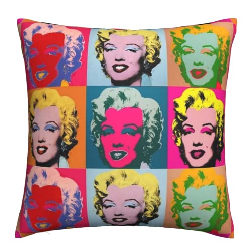 The Beach Stop Housse de coussin colorée Pop Art Marilyn Monroe | Idée cadeau | Décoration d'intérieur | 45 x 45 cm | Pop Art Marilyn