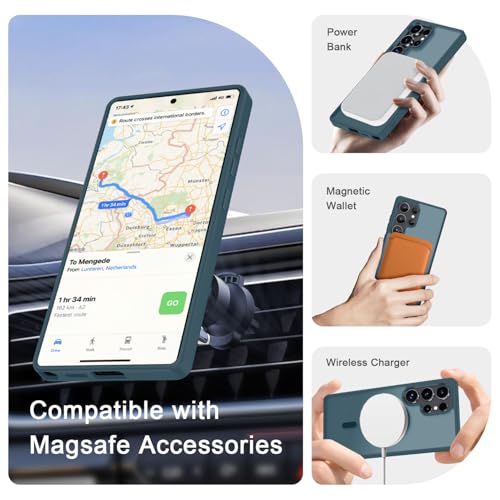 Image of YENAPOON for Samsung Galaxy S25 Ultra Case, Matte Magnetic Phone Cover [with 1 Screen Protector] [Support for MagSafe] [Shockproof Military Grade Protection] Translucent Frosted Back, Lavender Gray