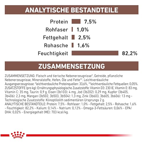 Royal Canin Veterinary Gatrointestinal Moderate Calorie | 12 x 85 g | Diät-Alleinfuttermittel für Katzen | Zur Linderung akuter Resorptionsstörungen des Darms | Hohe Akzeptanz