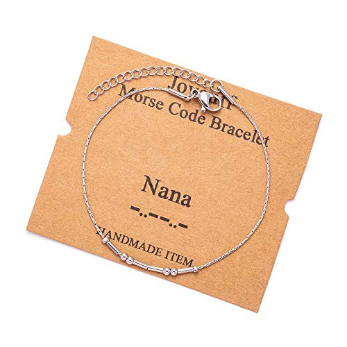 Image of JoycuFF Inspirational Morse Code Bracelets for Women Silver Beads Jewelry Encouragement Mantra Gifts for Her