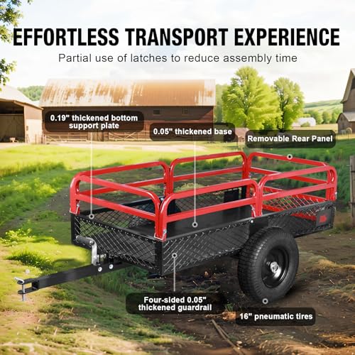 BIG RED Heavy Duty ATV Trailer Steel Dump Cart: Yard Garden Trailer for Lawn Mower, Tractor, Garden Waste - 1,500lbs, 15 cu.ft Capacity - Image 6