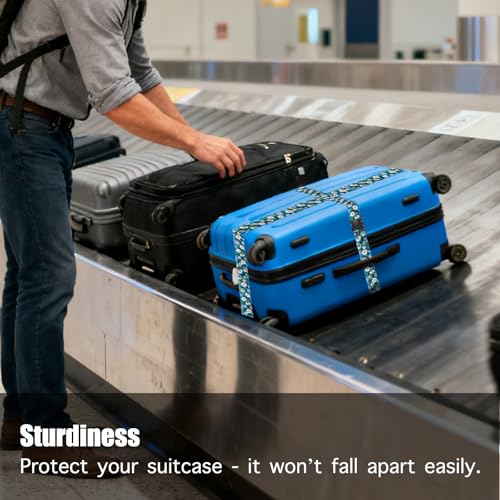 Image of Nuxovilar Luggage Straps Set for Suitcase 1.96x71in Polyester | Cargo Strap Travel Belt Security Buckle Band Spring Trip Weekend Getaway Airport (White Daisies)
