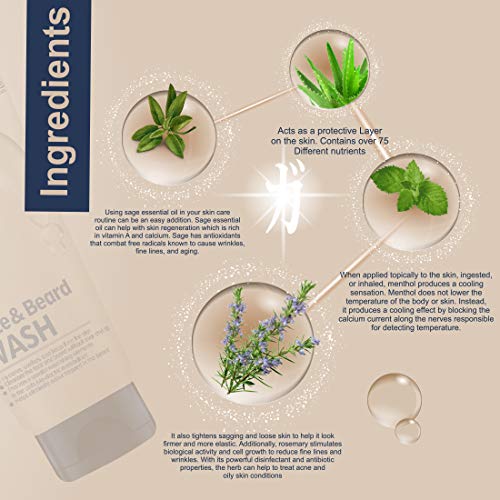 Qraa Men Face and Beard Wash | 2 in 1 Beard & Face Wash | Rosemary & Aloe Vera for Deep Cleansing |100gm X 2 | Refreshes & Soothes | Stimulates Beard Growth | Pack of 2 - Image 5