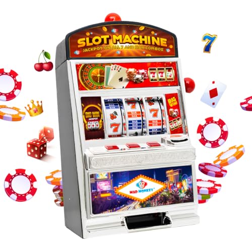 Slot Machine XL, Einarmiger Bandit im Spielautomat Design mit Licht und Sound, Geldspielautomat mit...
