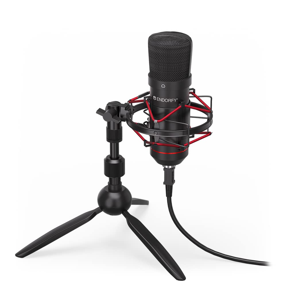 ENDORFY Solum T mikrofon USB do streamingu i podcastów, kardioidalny, tripod, pop filtr, shock mount, mikrofon pojemnościowy do PC Mac gaming