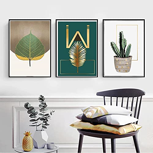 Photos de plantes dorées et affiches de cactus modernes sur toile nordique 60x80cm