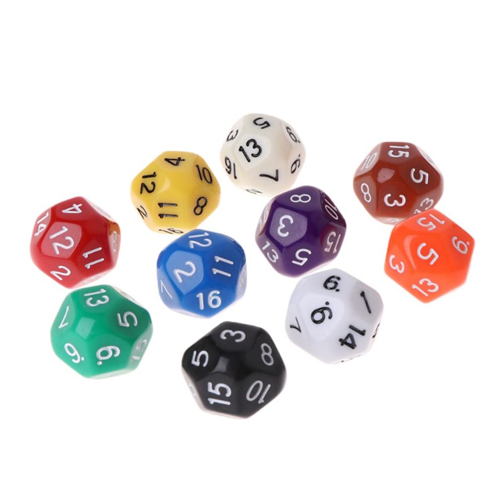 Tenlacum 10PCS D16 Polyhedral Dice for Party Favors Dice