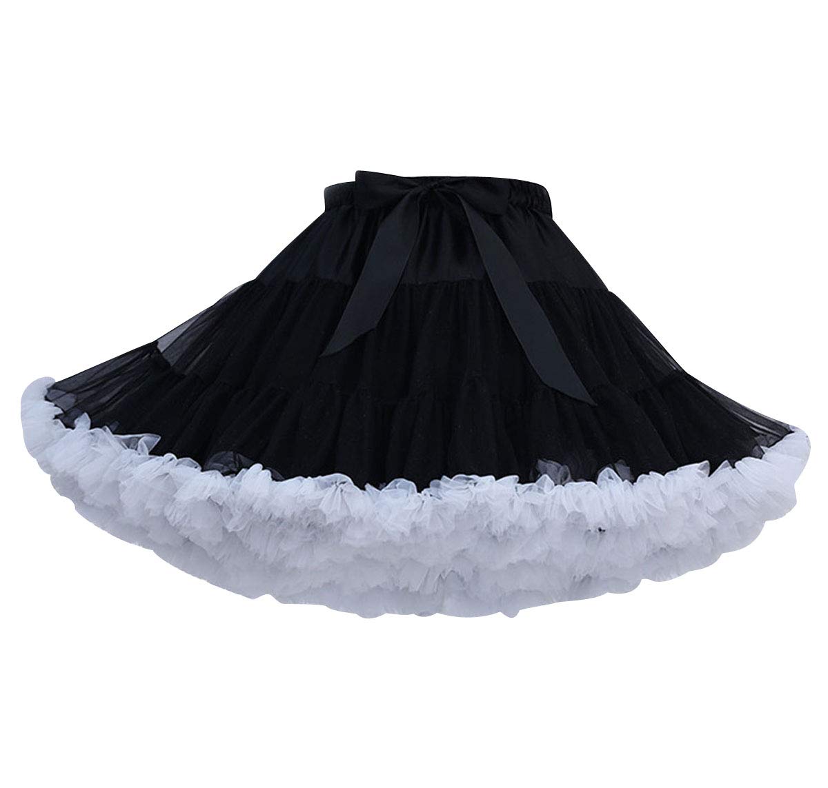 Pengniao Women's Black White Tutu Skirt Adult Puffy Tutu Skirts Tiered Tutus For Ruffle Fluffy Tulle Skirts For Adults Layered Tutu Underskirt Petticoat Fancy Dress Tutu Costumes Ballet Dance Tutus Party
