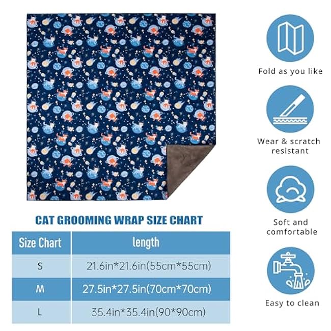 Cat Grooming Wrap,Anti-Escape Cat Wrap for Grooming,Self-Adherent Soft Cat Blanket to Wrap,Anti-Bite,Clip Nails,Anti-Scratch,Cat Calming Wrap,Cat Burrito Wrap,Swaddle Wrap Pet Tool Large Size-4E7M3PuE