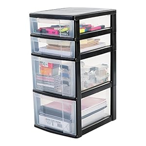 Iris Ohyama, Förvaringstorn, 2 x 7 L + 2 x 15 L lådor, med hjul, ergonomiska handtag, kontor, Garage, badrum – New Chest…