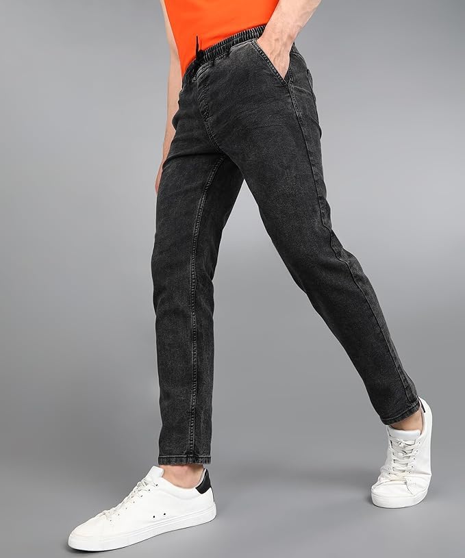 Image of Urbano Fashion Men Mid Rise Regular Fit Washed Jogger Jeans Stretchable