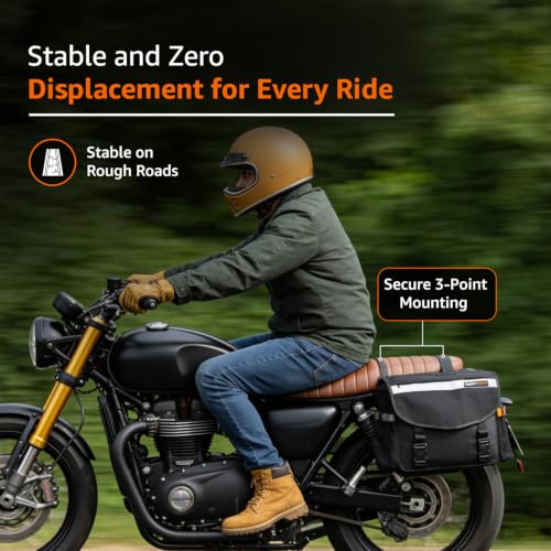 Image of Amazon Basics Motorcycle Saddlebags (70 LTR) | Inclusive of Inner Waterproof Liner & Outer rain /dust Cover