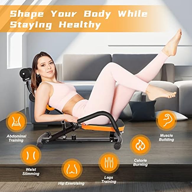 Goplus Core & Abdominal Trainers, Twister Trainer Ab Exercise Machine Height Adjustable Incline Workout Equipment Ab Rocket Exerciser