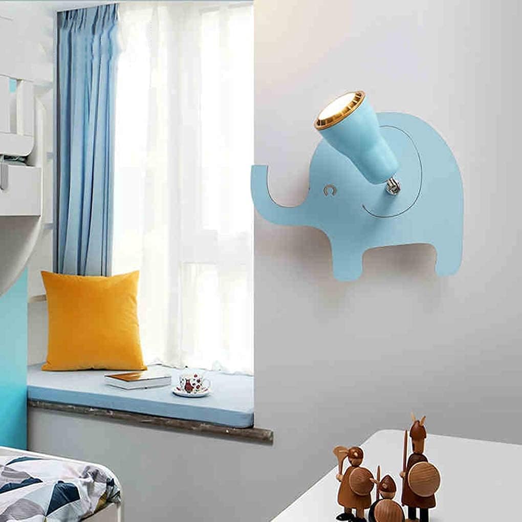 Cartoon Kids Wall Lamp, Creative Led Wall Lamp Male Mushes Bedroom Bedside Lamp Modern Hotel Cafe Princess Room Nursery Decorative Wall Lights, Elephant Wall Lamp