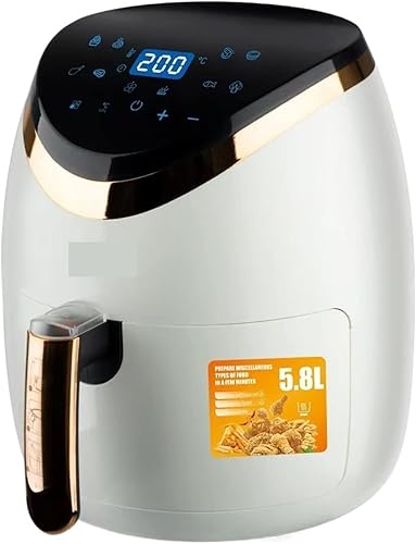 5.8L Electronic Digital Multi-Function Deep Fryers With Touchscreen 360Verall Hot 1500W Household Air Fryer (Color White, Size E)