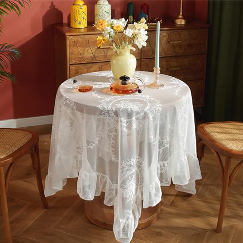 Nappe rectangulaire dentelle blanche nappe de table mariage 140x241cm