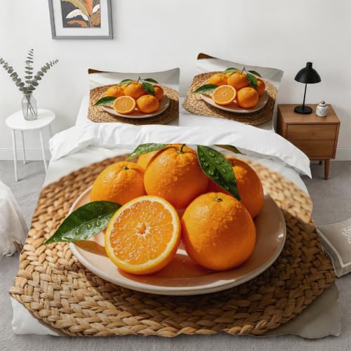 Housse de couette 240x260 oranges avec ses 2 taies d'oreiller
