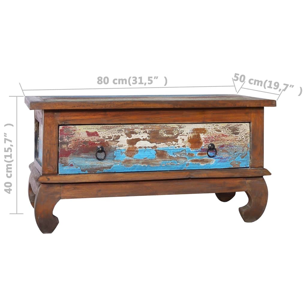 Stolik kawowy w stylu vintage, stolik pomocniczy, stolik kawowy, do salonu, sypialni, 80 x 50 x 40 cm, drewno tekowe
