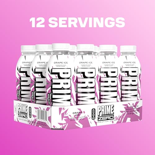 Image of PRIME ZERO GRAPE ICE, Sugar Free Sports Drinks, Electrolyte Enhanced to Replenish Fluids, B Vitamins, Antioxidants, Low Calorie, Made with Natural Flavors, 16.9 Fl Oz 12 Pack