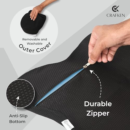 Image of Memory Foam Seat Cushion for Car - Tailbone & Sciatica Pain Relief Non-Slip Ergonomic Pads with Ventilated Design,Enhanced Driving Support & Coccyx Lumbar Support for Office & Travel Comfort