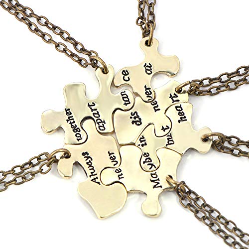 FJ Always Together Never Apart Puzzle Best Friends BFF Sister Necklace 6piece