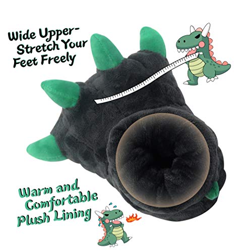 Dream Bridge Jungen Dinosaurier Klaue Hausschuhe mit weichem Plüsch und rutschfesten Greiferpunkten - Warme, flauschige Geschenke, Grau, 33.5/35 EU