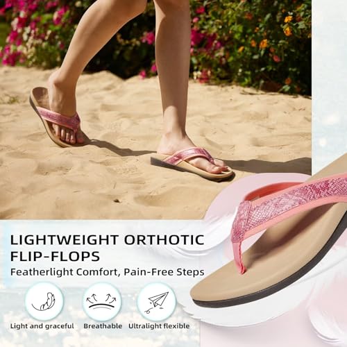 Image of Orkii Womens Plantar Fasciitis Feet Sandals, Best Orthotic Flip Flops With Arch Support, Comfortable Walking Sandals