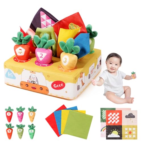 LittleSo モンテッソーリ おもちゃ ティッシュボックス 赤ちゃん ティッシュケース 幼児 知育おもちゃ 教具 布絵本 パズル 子ども誕生日プレゼント女の子男の子6ヶ月 1歳2歳3歳 人気ギフト