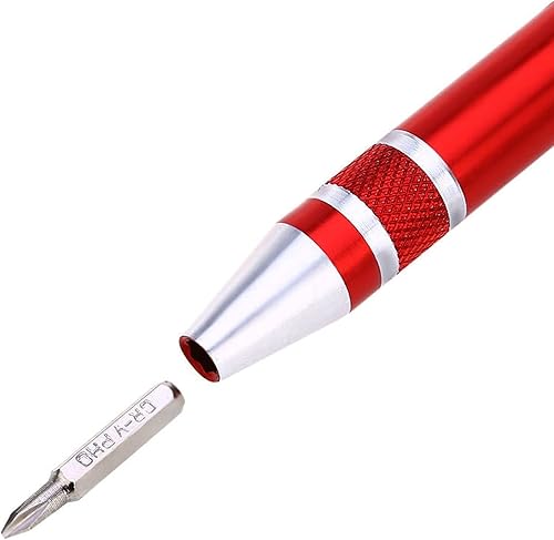 Miniatura 8 de Juego de mini destornilladores multiusos 8 en 1, destornillador manual estilo bolígrafo con 8 piezas, herramientas de reparación de precisión para
