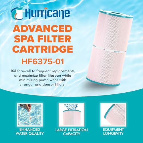 Hurricane Filters HF6375-01 Advanced Spa Filter Cartridge - Replacement for Pleatco PWWDFX75, Unicel C-6375 Filbur FC-1226, DynaFlo XL Skim Filter Cartridge, 817-0018