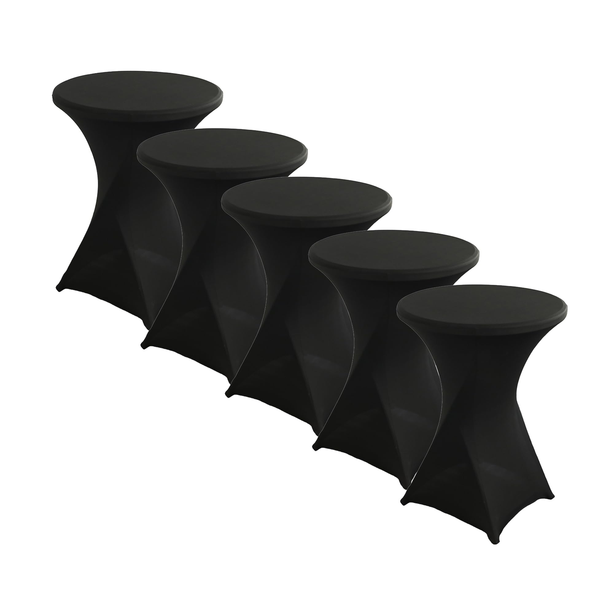 Housses Extensibles en élasthanne pour Table de Bistro, Noir, diamètre 80-85 cm, Lot de 5