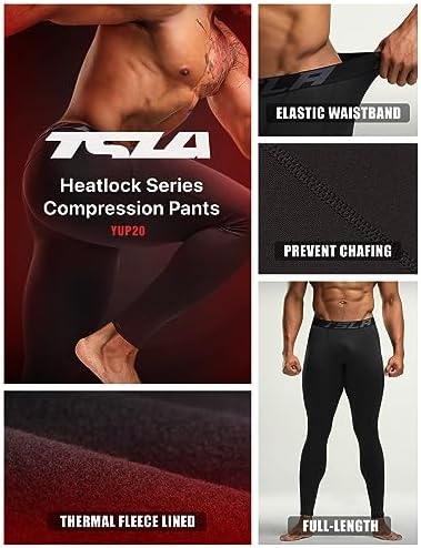TSLA Men's Thermal Compression Pants, Athletic Sports Leggings & Running Tights, Wintergear Base Layer Bottoms