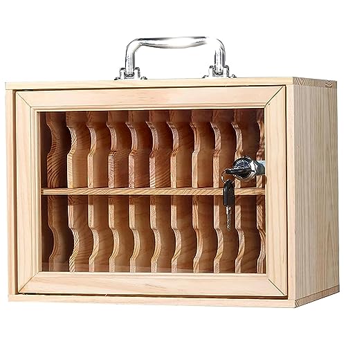 Le Phone Sto Box con serratura a combinazione, ideale per scuole, fabbriche, esami e lavoro, design in legno, soluzione sicura e nizzata per dispositivi personali