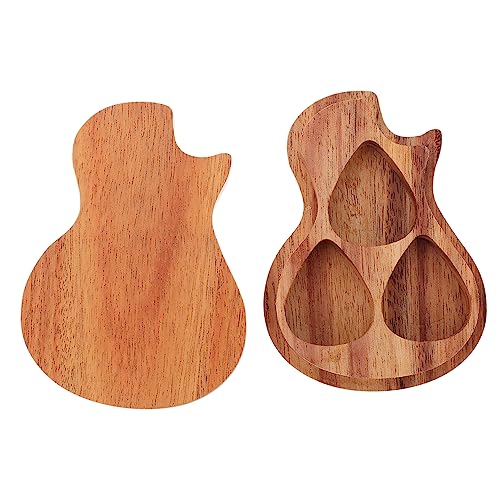 QUMIIRITY 1Pc Wooden Guitar Pick Case Practical Pick Holder for Acoustic Electric Guitars Travel Friendly Design Smooth Surface present for Guitar Players Wood Color