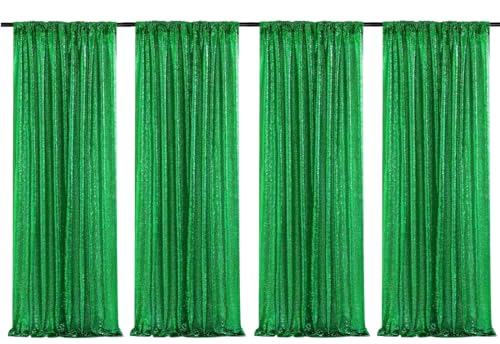 Cortinas de fondo de lentejuelas verdes 4 paneles 2ftx8ft miniatura 1