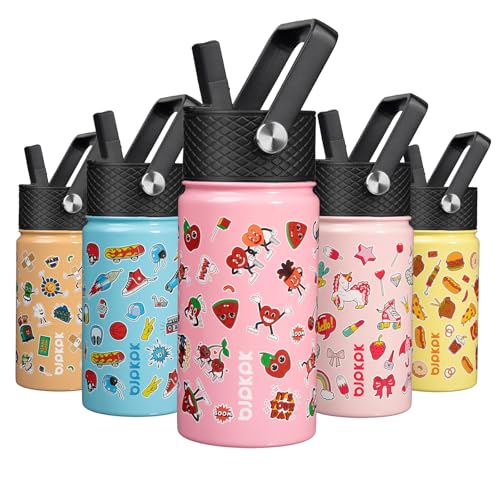 Image of BJPKPK Insulated Water Bottle, 15oz Stainless Steel with Straw Lid